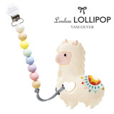 【louloulollipop】加拿大 嬰幼兒草泥馬造型 固齒器組/奶嘴鍊夾-棉花糖