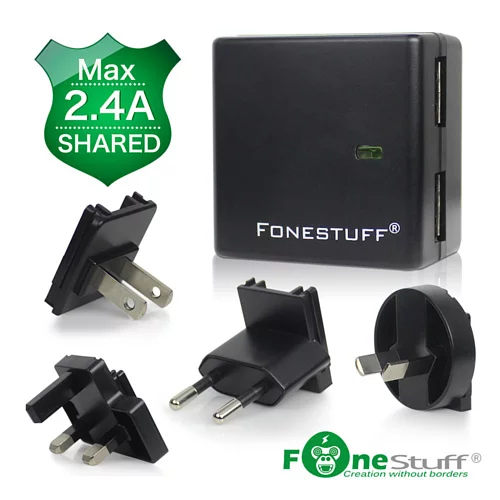 FONESTUFF 瘋金剛 雙USB 2.4A 可拆式 萬國插座 充電器旅行組 GTAW05