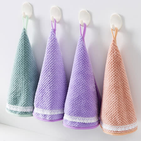 【PS Mall】素色掛式擦手巾 珊瑚絨洗碗巾 廚房加厚吸水清潔布 抹布 2入 (J1811)