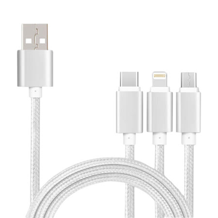 絲絨編織尼龍繩Type-CMicro USB蘋果lightning 8pin3合1數據充電線