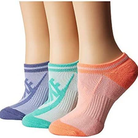 【Nike】2018女優雅條紋紫綠橙色運動短襪混搭3入組【預購】