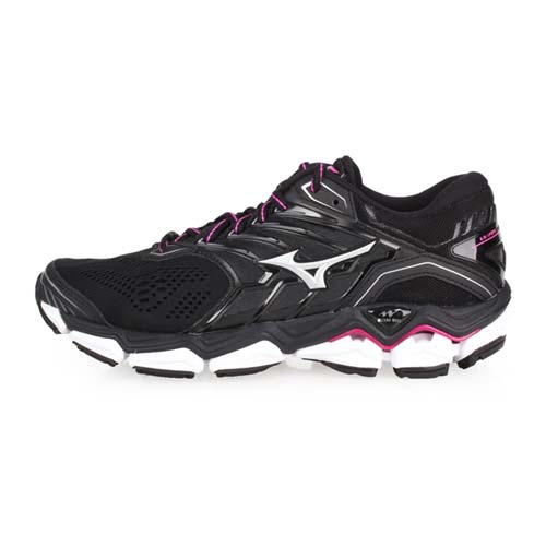 (女) MIZUNO WAVE HORIZON 2 慢跑鞋-路跑 美津濃 黑桃紅 24