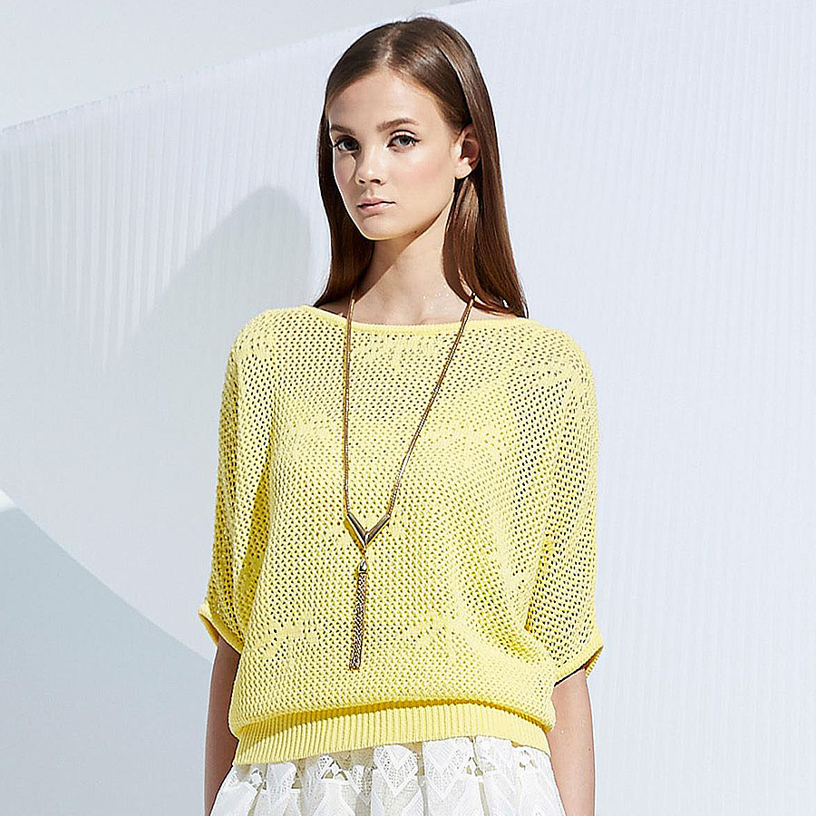 流行秀  洞洞棉質針織休閒百搭上衣