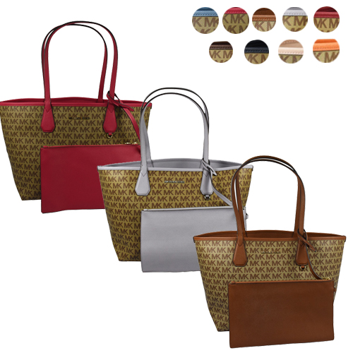 MICHAEL KORS 經典LOGO PVC防刮皮革肩背托特包(多色)
