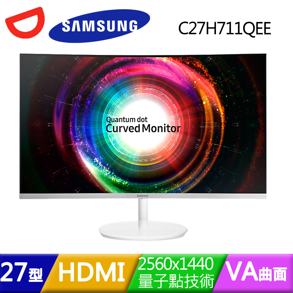 SAMSUNG三星 C27H711QEE 27型VA曲面2K量子點技術電競螢幕