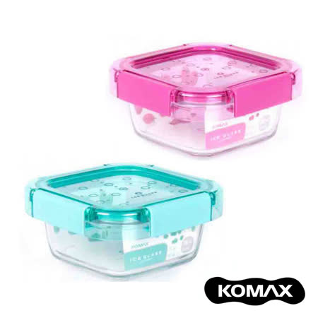 【索樂生活】韓國KOMAX Ice Glass冰鑽方型玻璃保鮮盒380ml.露營野餐環保食物醃漬密封罐樂扣蓋微波便當盒