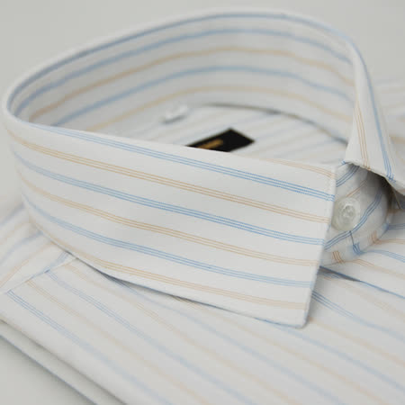 【金安德森】白底藍橘條紋相間長袖襯衫