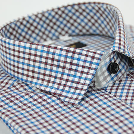紅藍白格紋窄版長袖襯衫