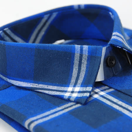 藍色大格白線厚暖長袖襯衫