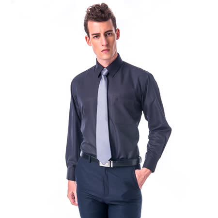 黑色斜紋吸排長袖襯衫