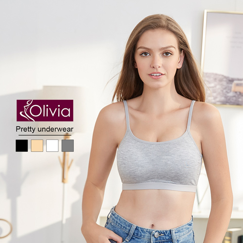 【Olivia】無鋼圈莫代爾短版細肩背心(灰色)