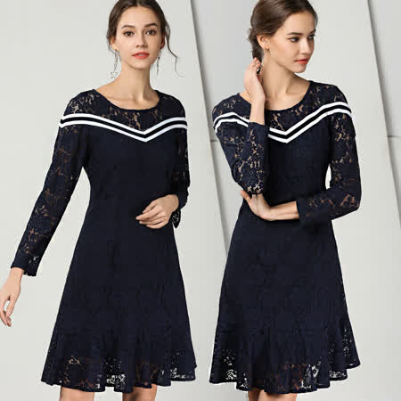 麗質達人
藍色假二件式洋裝