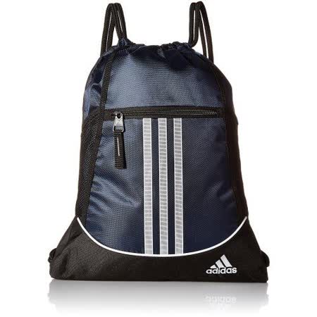 【Adidas】2018時尚聯盟大學藍黑色拉鍊款抽繩後背包【預購】