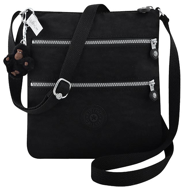 KIPLING 波紋三層斜背包-黑色