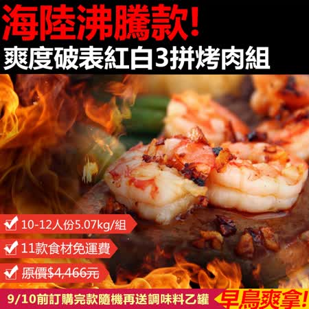 海陸沸騰
紅白3拼烤肉組