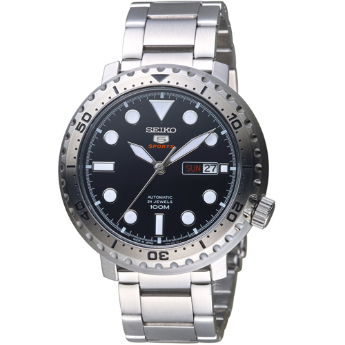 SEIKO精工5號復刻時尚機械腕錶 4R36-06N0D SPRC61J1 黑x銀