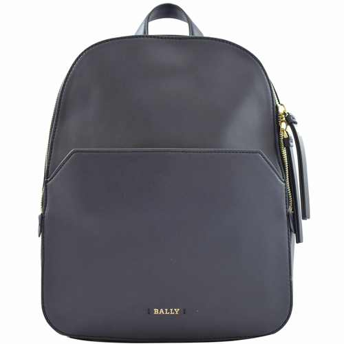 BALLY 新款素面牛皮雙拉鍊後背包.深藍