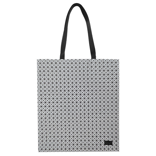 ISSEY MIYAKE 三宅一生BAOBAO 金屬幾何皮質肩背包(灰白)