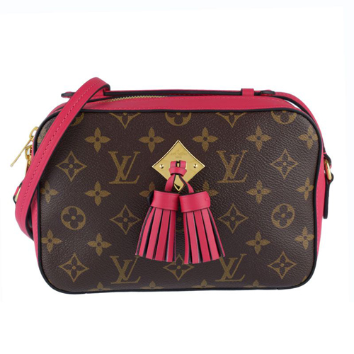 Louis Vuitton LV M43557 Saintonge 流蘇造型皮飾邊手提相機包.桃紅邊 _預購