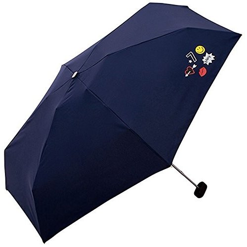 日本Wp.c.SMILEY刺繡貼深藍晴雨折傘 50CM
