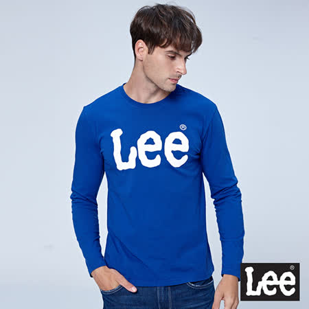Lee LEE 撞色LOGO長袖圓領Tee-丈青