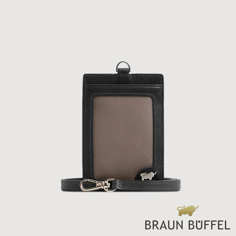 【BRAUN BUFFEL 德國小金牛】台灣總代理 HOMME-M 壓紋證件夾-黑色/BF306-600-BK