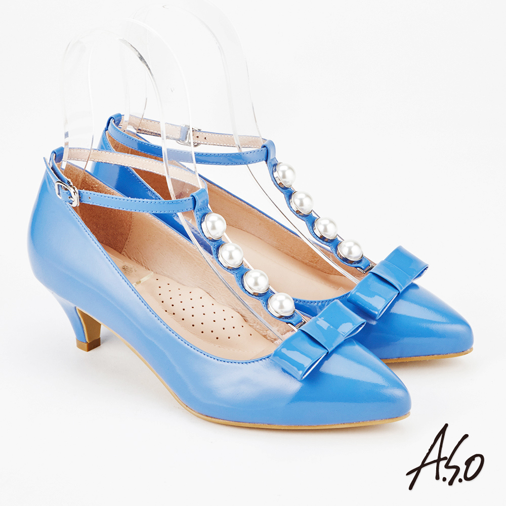 A.S.O 百變女伶 時尚摩登都會低跟鞋(藍色)