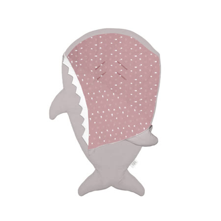 【西班牙製】鯊魚咬一口BabyBites純棉兒童多功能睡袋-卡其灰 粉底