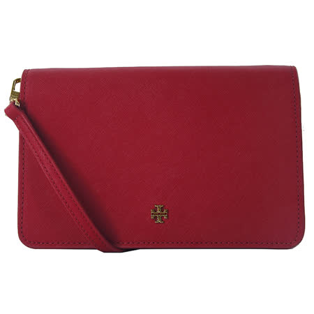 【TORY BURCH】BEMERSON 經典立體LOGO防刮皮革斜背包_紅色