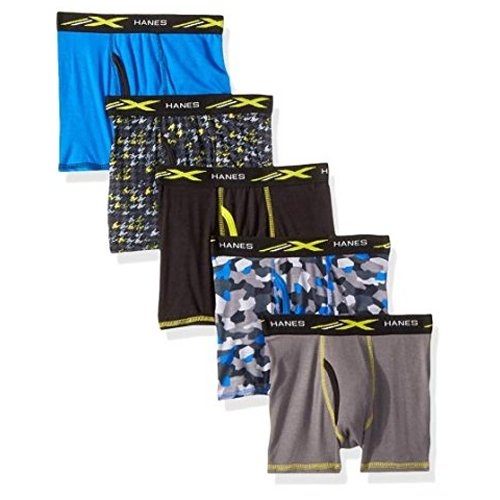 【Hanes】2018男孩學生X-Temp網眼彩繪四角內著混搭5件組【預購】