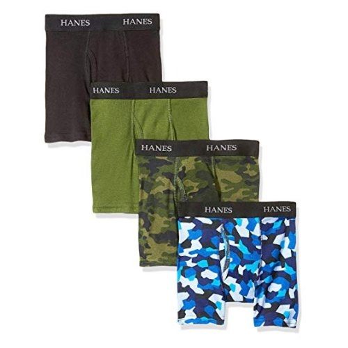【Hanes】2018男孩學生Ultimate黑綠藍迷彩四角內著混搭4件組【預購】