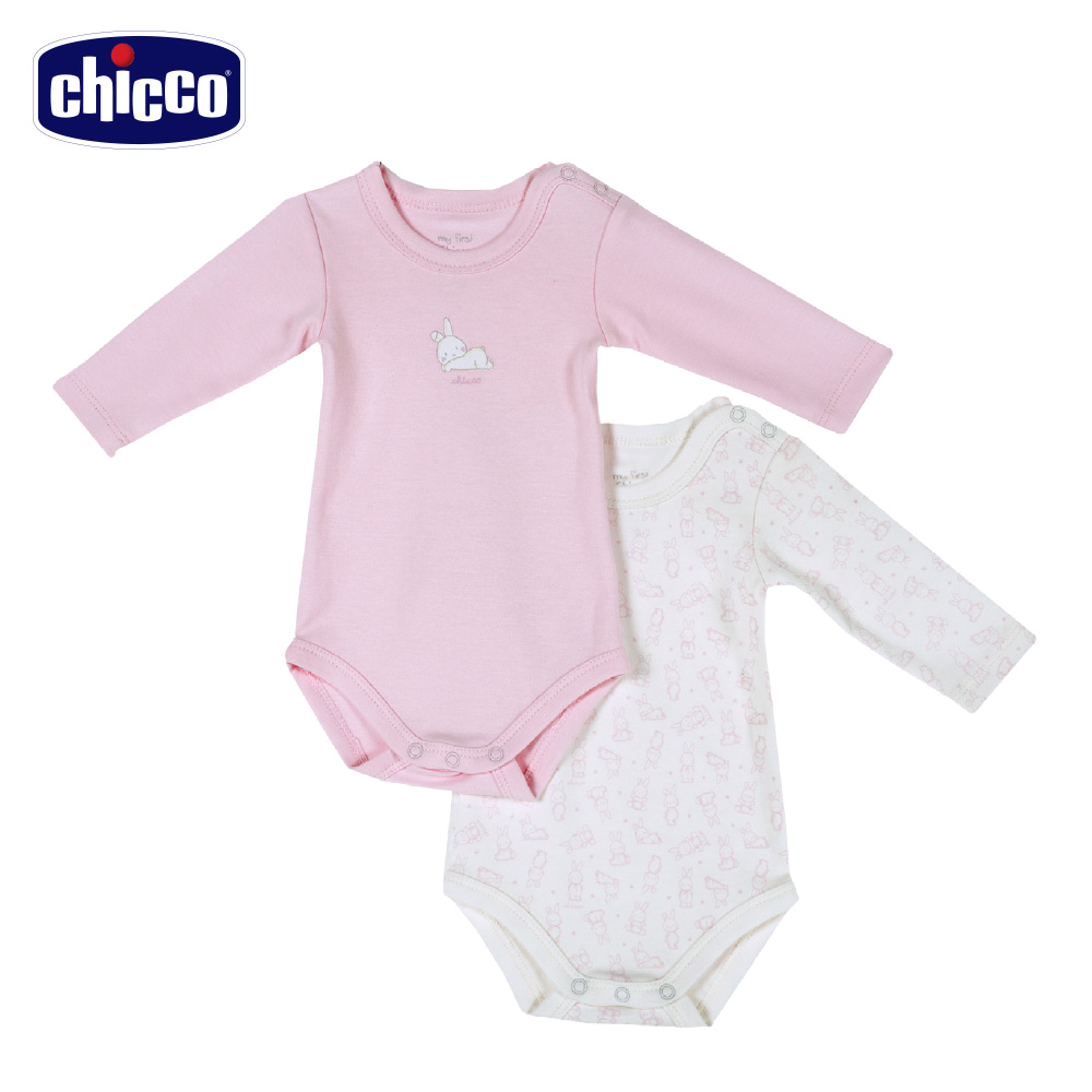 chicco-糖果兔系列-長袖連身衣二入-粉(3-24個月)