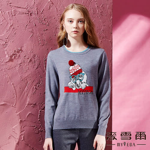 【麥雪爾】彈性保暖大狗毛球圓領羊毛上衣