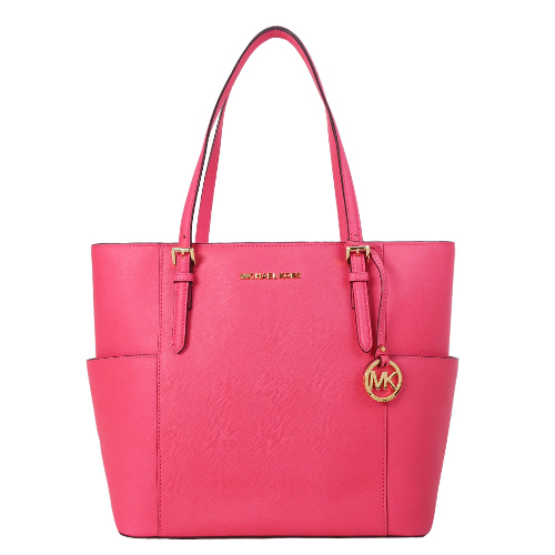 MICHAEL KORS 防刮牛皮雙側袋三層托特包(大/玫瑰粉)