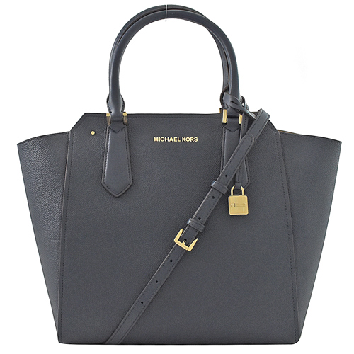 MICHAEL KORS HAYES LG 荔枝牛皮肩背兩用包.深藍
