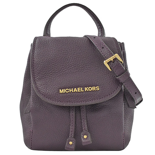 MICHAEL KORS Mini Riley 荔枝牛皮束口翻蓋斜背包.紫