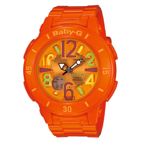 CASIO Baby-G系列 旋轉霓虹風情運動腕錶-橘-BGA-171-4B2DR