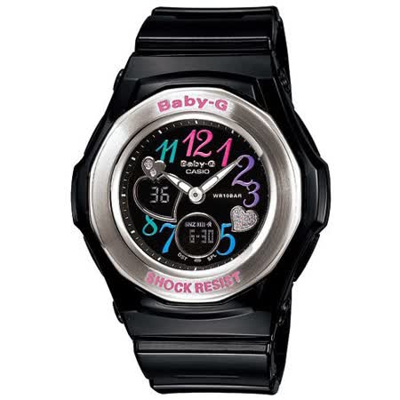 CASIO BABY-G 彩色心情時尚雙顯錶-黑-BGA-101-1BDR
