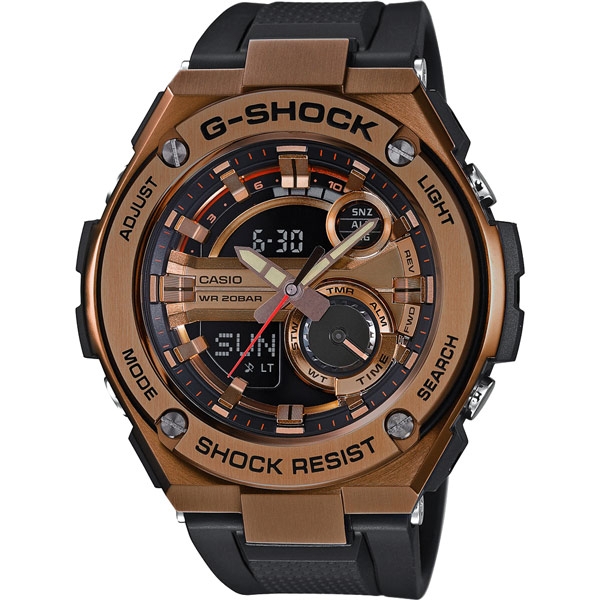 CASIO G-SHOCK系列 破繭重生雙顯運動錶-棕色-GST-210B-4ADR