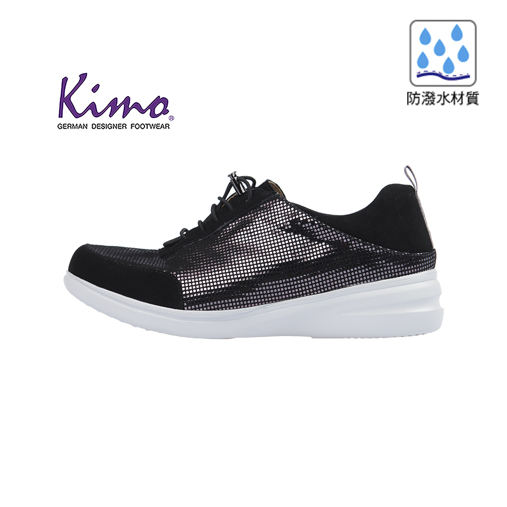 【Kimo 德國手工氣墊鞋】※機能防水※舒適乾燥羊皮懶人鞋平底防水鞋(閃亮黑K18WF071383)