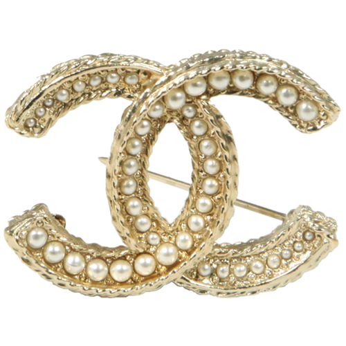 CHANEL 鑲珍珠玫金胸針 /全新品