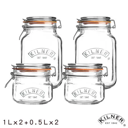 【KILNER】多功能扣式密封罐四入組1.0L*2+0.5L*2