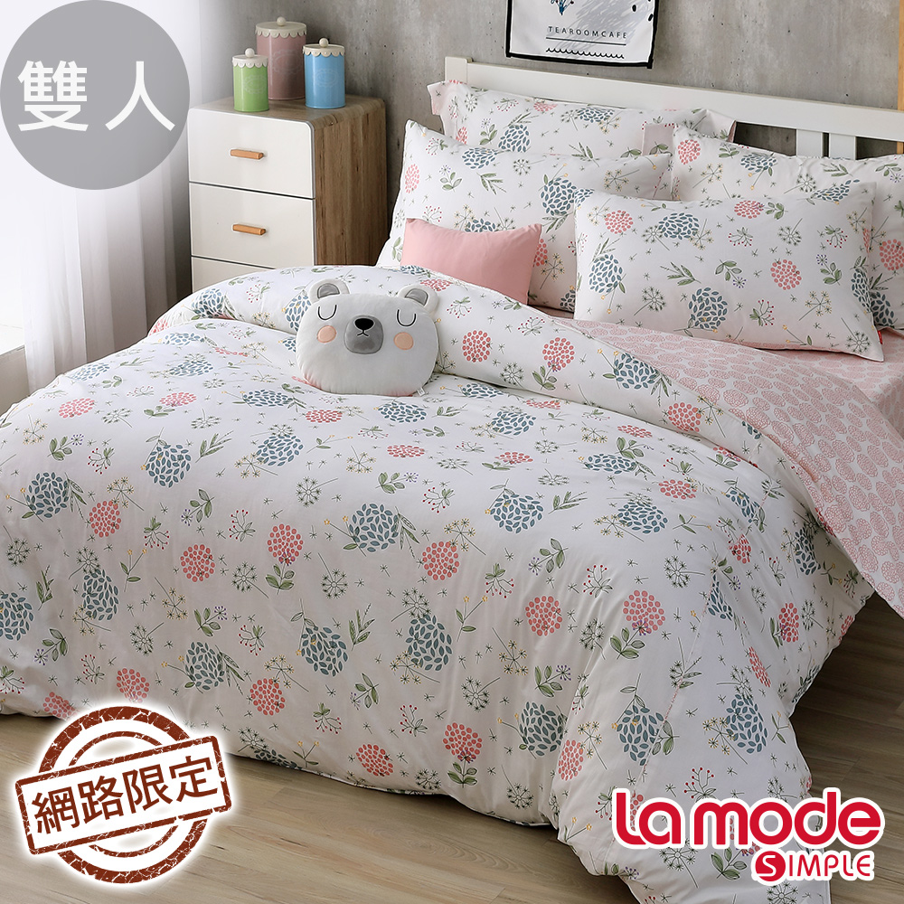 La Mode寢飾 昕之飛揚100%精梳棉兩用被床包組(雙人)