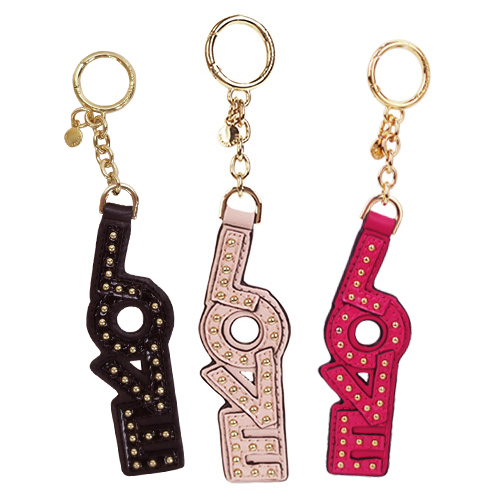 MICHAEL KORS LOVE字母鉚釘皮革鑰匙圈(多色)