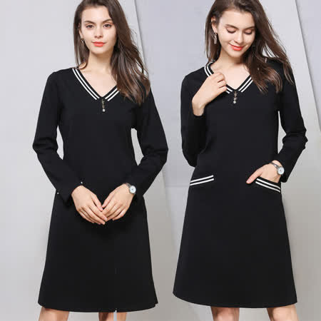 【麗質達人】76389簡約假二件洋裝(M-5XL)