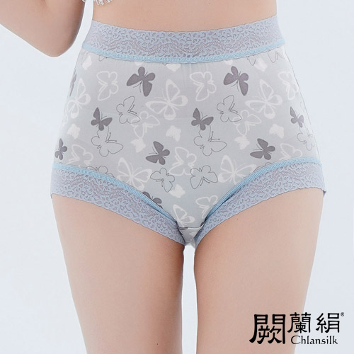 【Chlansilk闕蘭絹】滿滿蝴蝶親膚舒適100%蠶絲女內褲-8860-1灰)