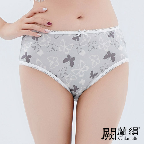 【Chlansilk闕蘭絹】俏麗蝴蝶100%蠶絲女內褲-8860-2(灰)