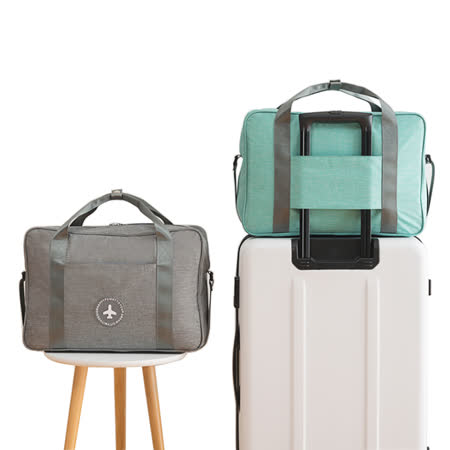 PUSH!旅遊用品可固定套在拉杆箱上防水手提行李包挎肩背包便攜行李收納包灰色S53