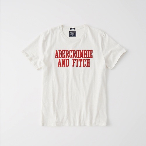 A&F麋鹿Abercrombie&Fitch 經典刺繡文字短袖T恤-白色 123-238-2347-101