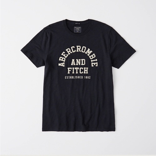 A&F麋鹿Abercrombie&Fitch 經典刺繡文字短袖T恤-深藍色 123-238-2395-200